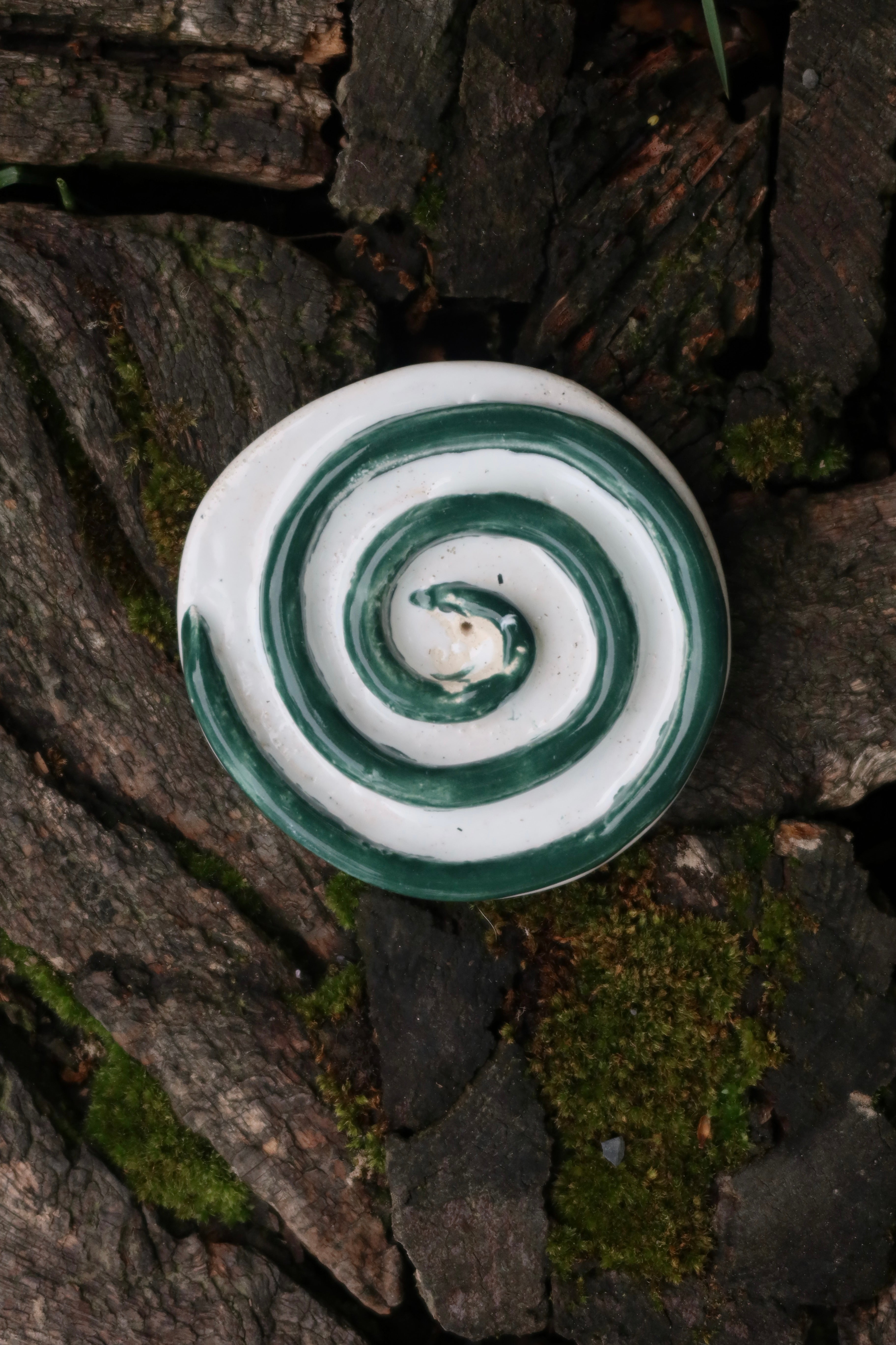 Green spiral incense holder